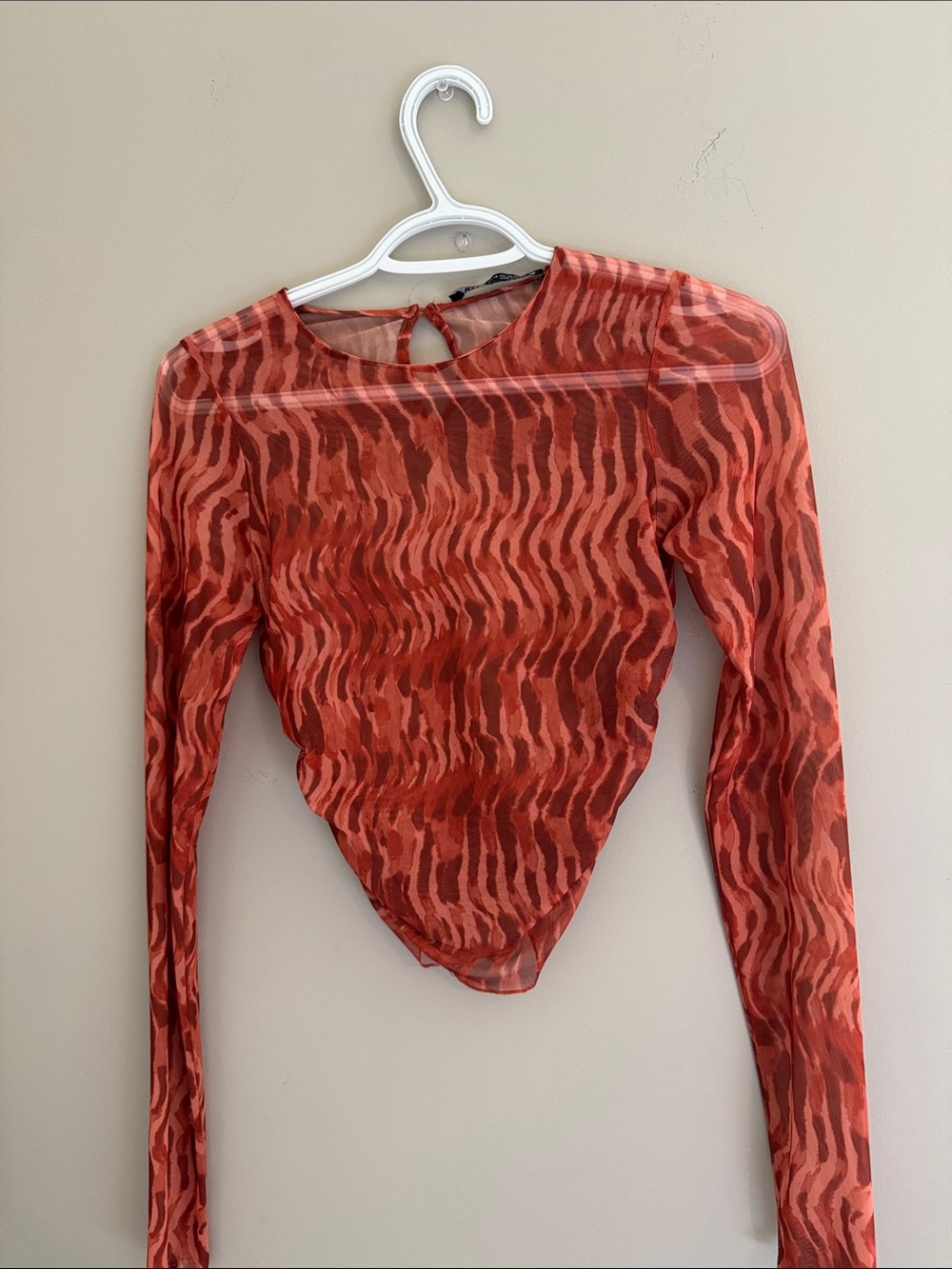 ZARA RED WAVE SHEER TOP